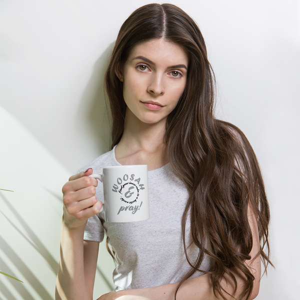 WOOSAH & pray Mug - Gray  -"find your inner calm in a hectic world"